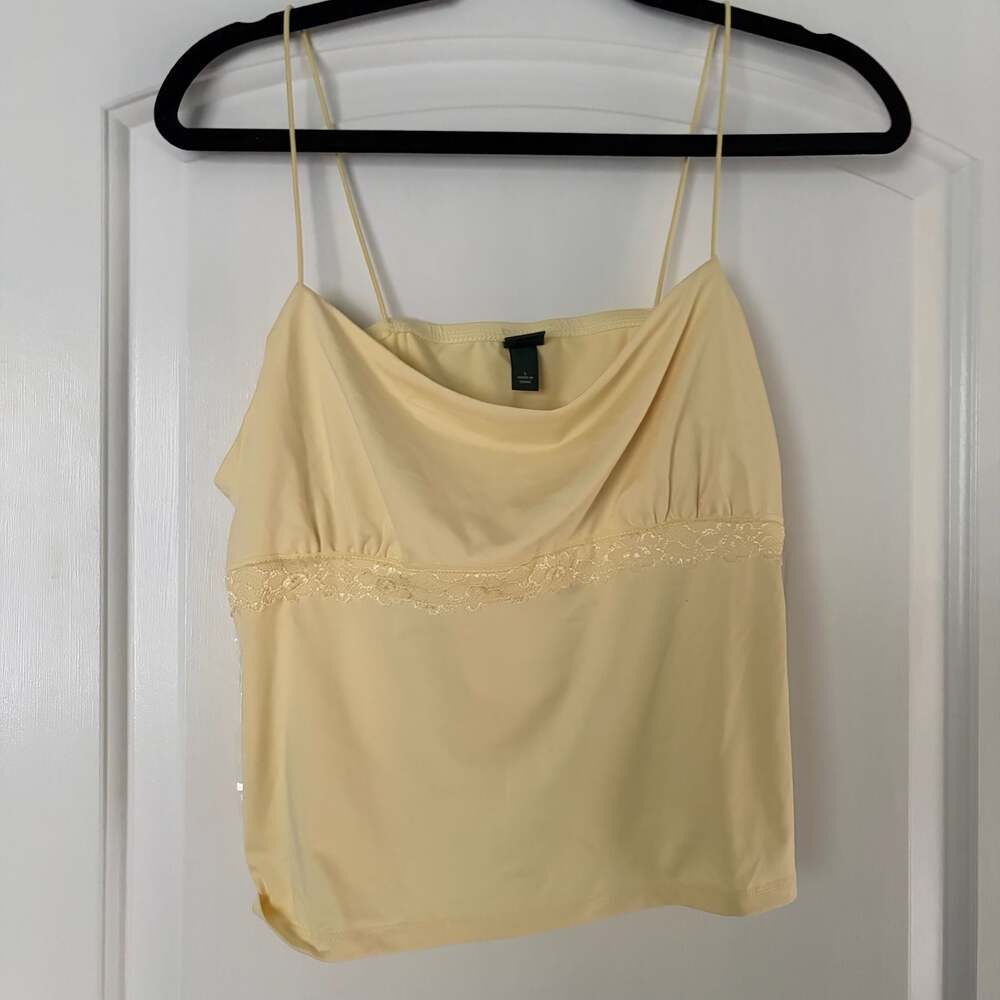 Wild Fable Light Yellow Lace Trim Cami Tank Top